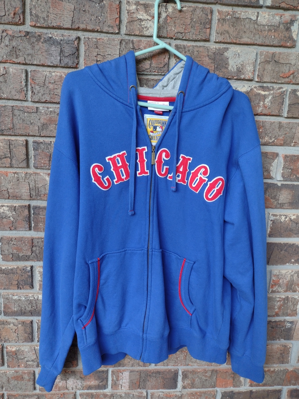 Chicago Cubs Hoodie Mens L(44)Mitchell Ness Cooperstown Collection Blue Full Zip